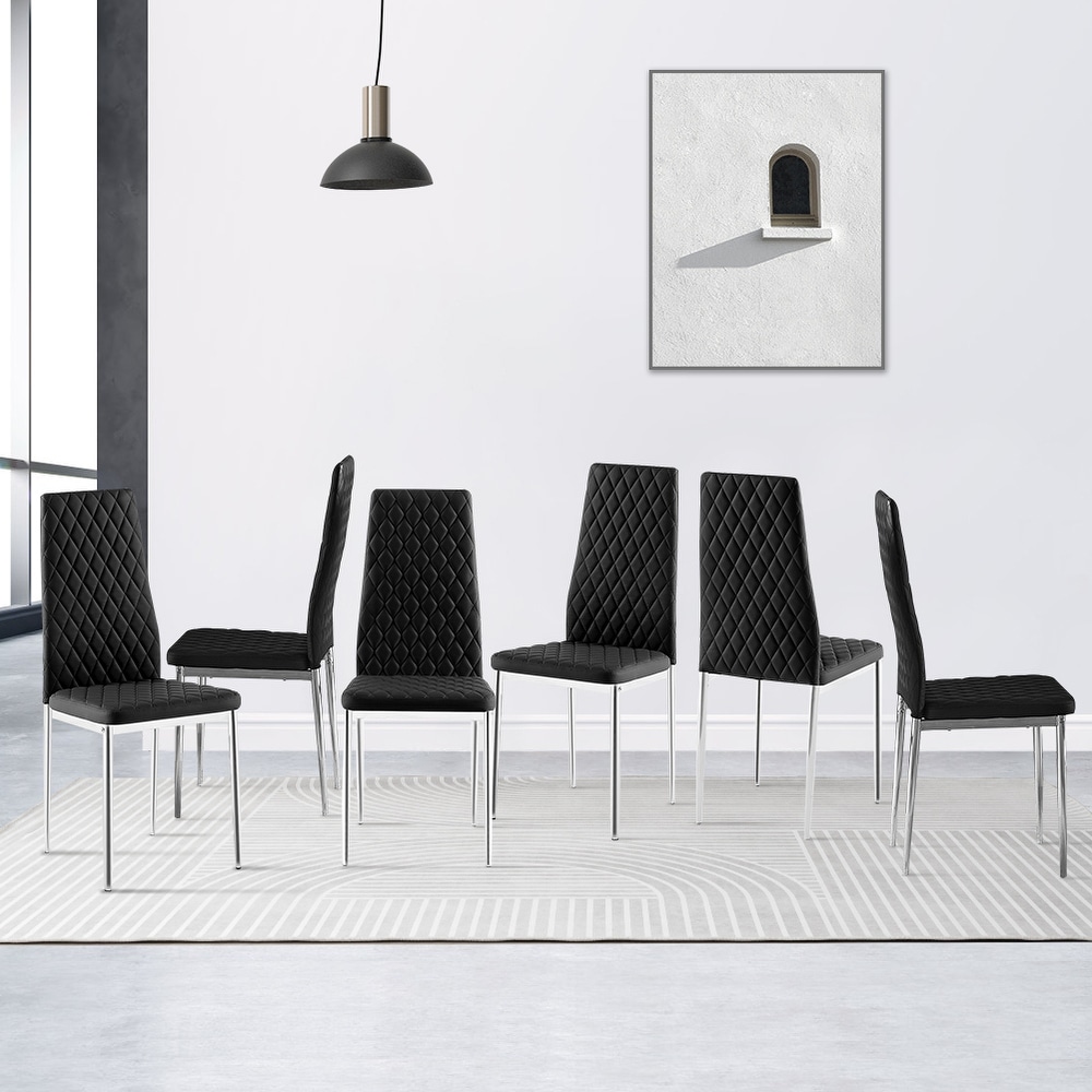 Modern Simple Dining Chairs with Metal Pipe Legs Set Of 4/6