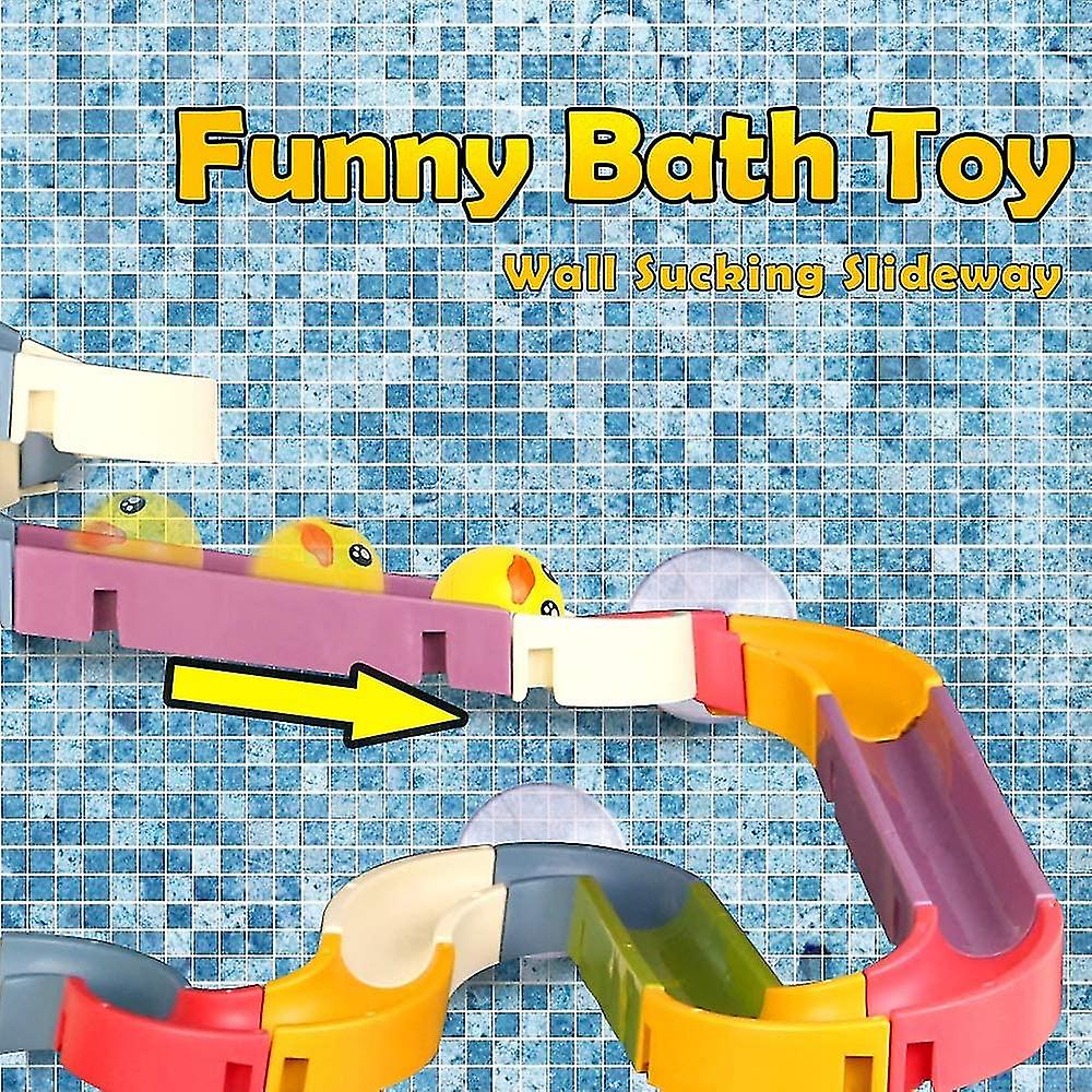 Kids Bath Toys Set， 34pcs Diy Slide Waterfall Track Stick ，water Ball Shower Floating Bathtub Toy Summer Children Bathtub Gift Compatible With Kids Bo