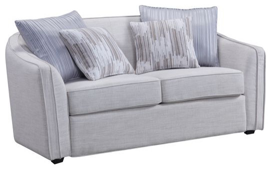 Acme Mahler II Loveseat With 4 Pillows Beige Linen   Transitional   Loveseats   by AMOC  Houzz