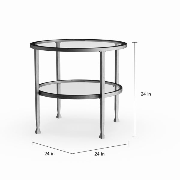 SEI Furniture Glenn Silver Metal Round Side Table