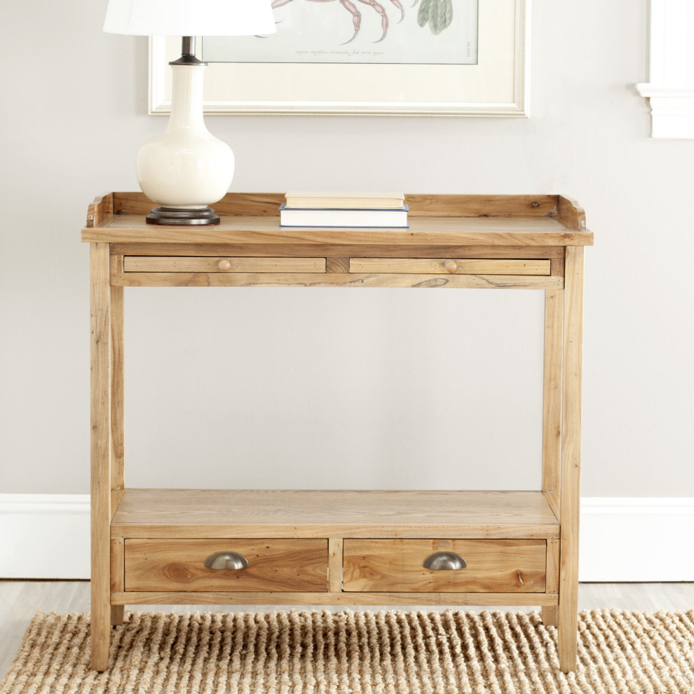 Classic Console Table  Raised Top With 2 Drawers  ampPull Out Trays   Transitional   Console Tables   by Decor Love  Houzz