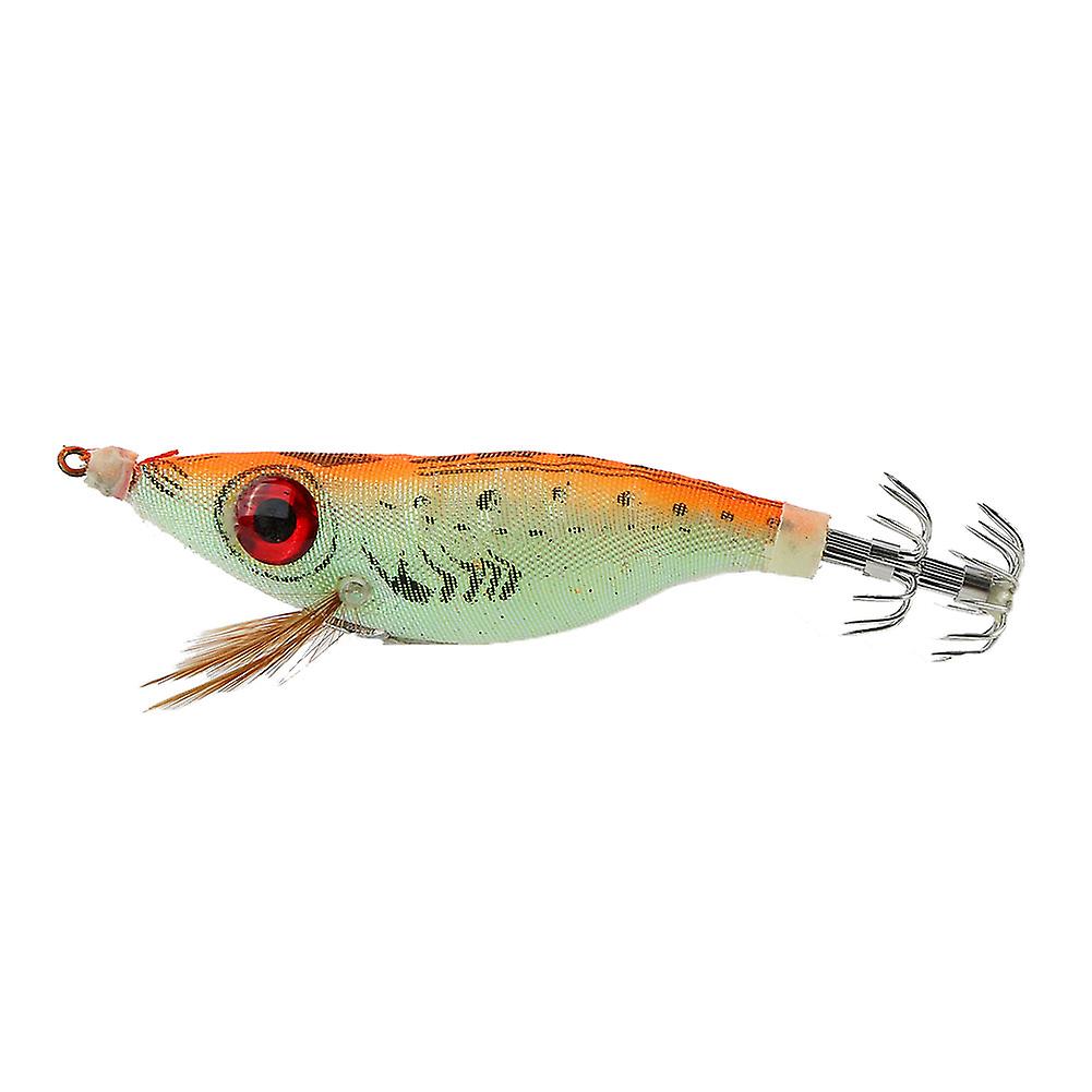 Luminous Glow In Dark Night Artificial Squid Jig Lifelike Fishing Hook Fishhook Lure Orange