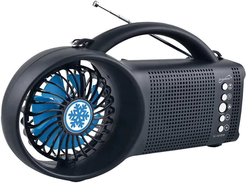 Supersonic Solar Power Bluetooth Speaker with FM Radio， LED Torch Light and Fan