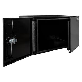 Buyers Products Company 18 in. x 18 in. x 36 in. Black Smooth Aluminum Underbody Truck Tool Box with Barn Door 1705805