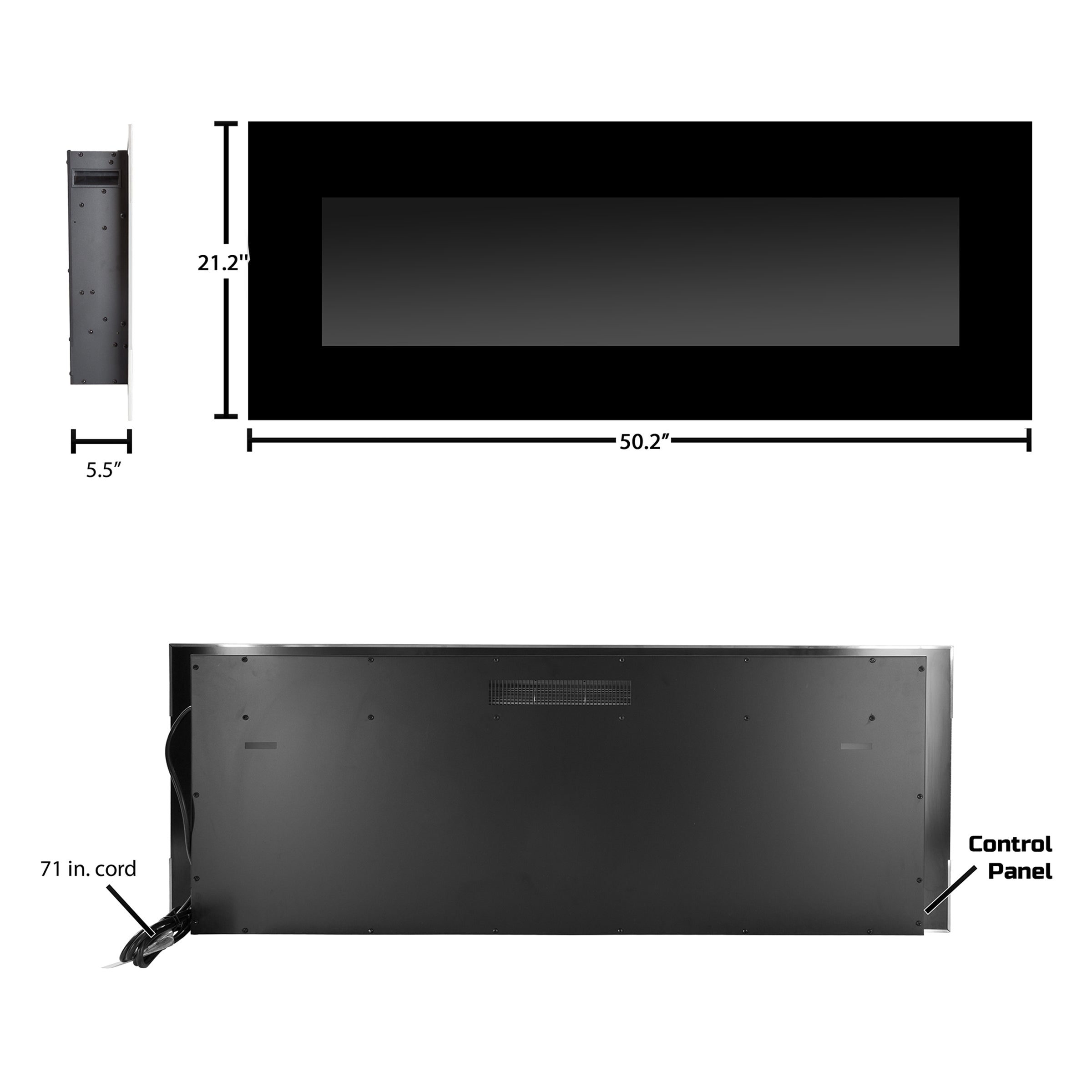 Northwest 50" Electric Fireplace Wall Mount (Black)