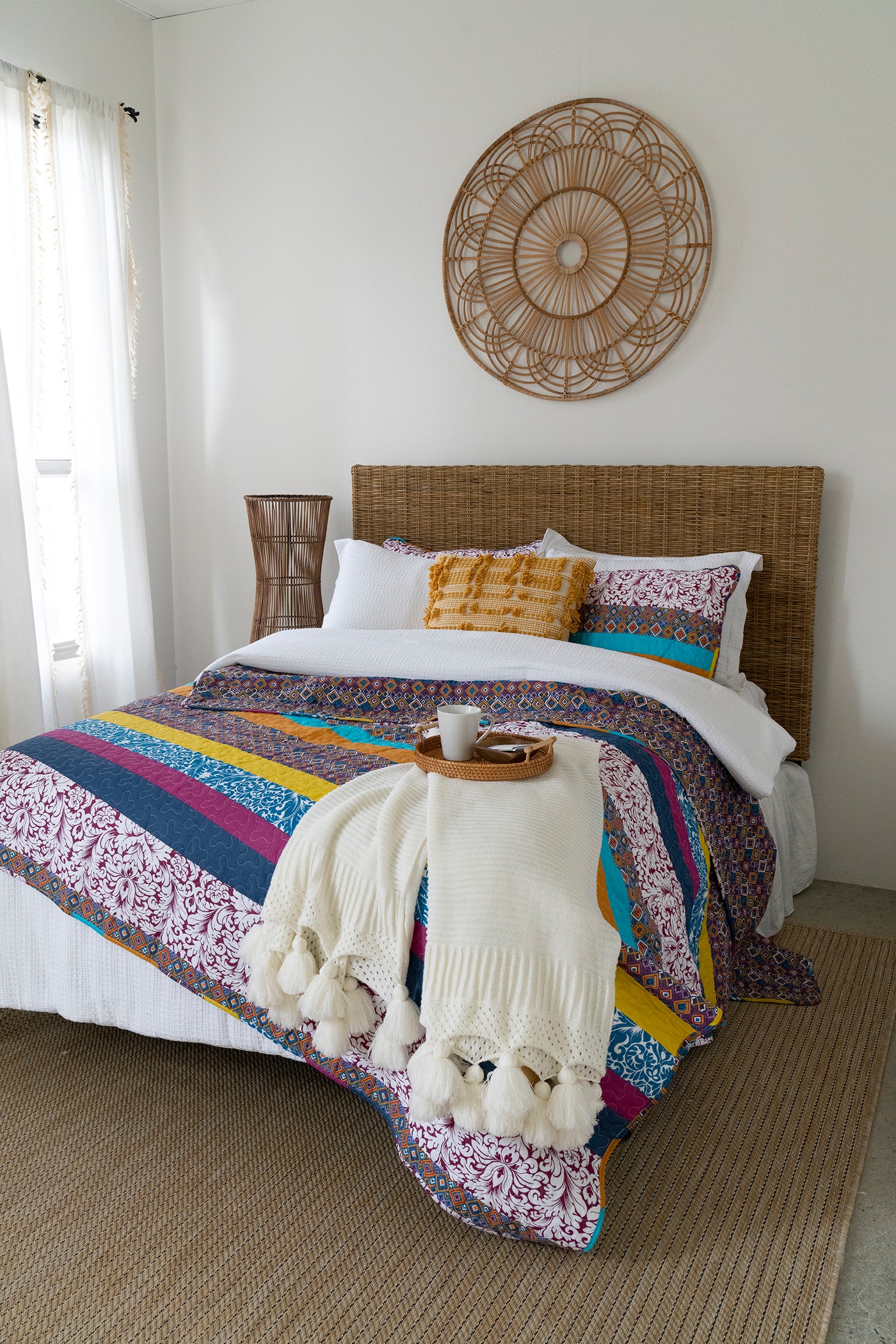 Bedding Bundle: Haniya Comforter Set + Boho Stripe Quilt Set