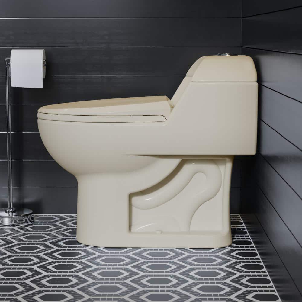 Swiss Madison Chateau 1Piece 08 GPF128 GPF Dual Flush Elongated Toilet in Bisque Seat Included