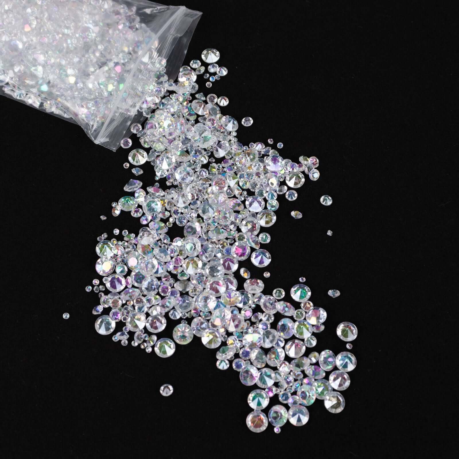 4000 Pcs Iridescent Acrylic Diamond Vase Fillers Table Scatters, DIY Craft Beads Wedding Table Confetti - 3mm, 6mm, 10mm