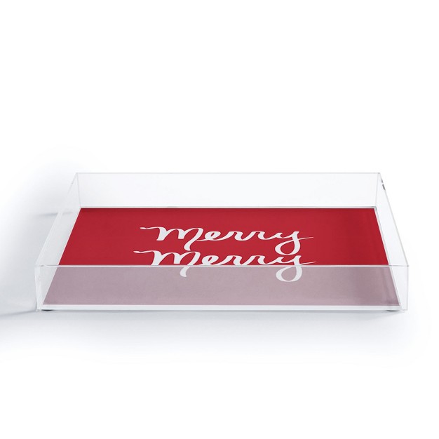 Lisa Argyropoulos Merry Merry Red Acrylic Tray Deny Designs