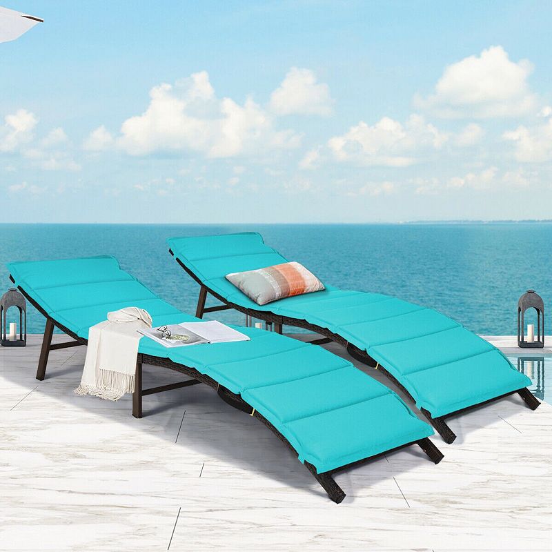 2 Pieces Folding Patio Lounger Chair