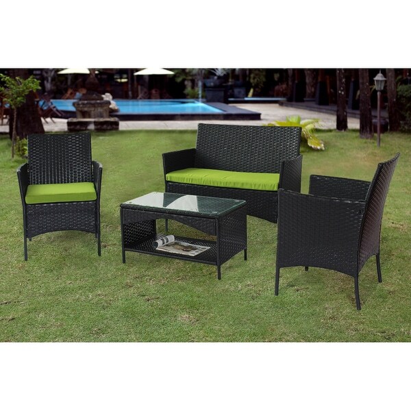 4 Piece Patio Outdoor Rattan Furniture for Garden - Overstock - 37028747