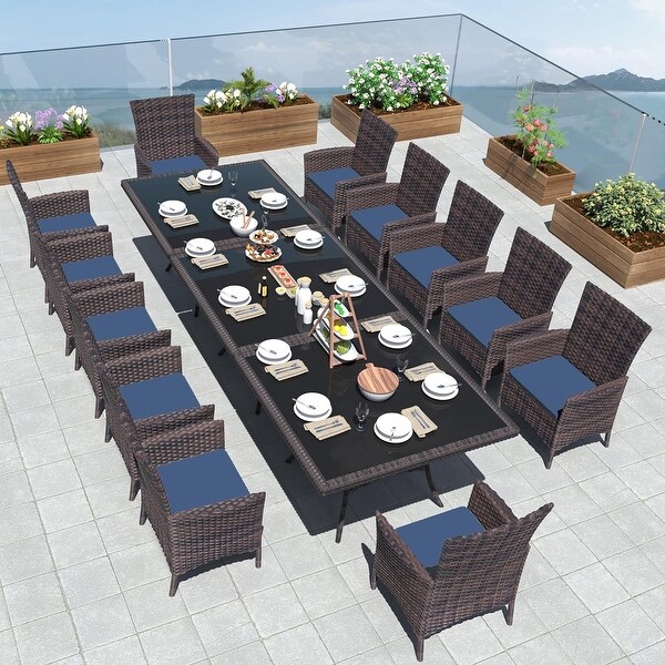 Kullavik Outdoor Dining Set，Rattan Patio Furniture Dining Table and Chairs