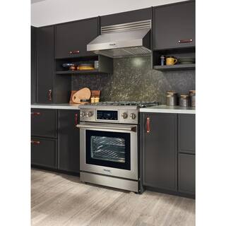 Thor Kitchen Tilt Panel 30-in 4 Burners Freestanding Gas Range with self-cleaning convection oven in Stainless Steel TRG3001