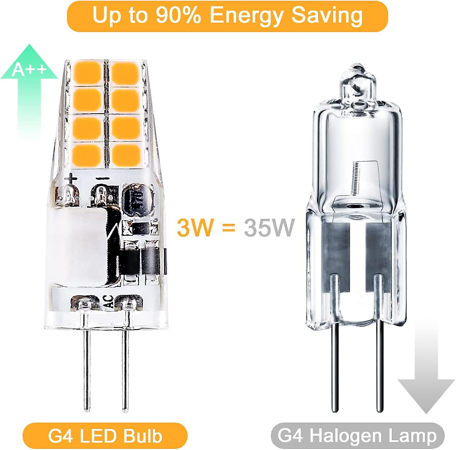 10pcs G4 Led Bulb 12v，3000k Warm White，3w Equivalent To 35w G4 Halogen Bulb，300 Lumens，not Dimmable