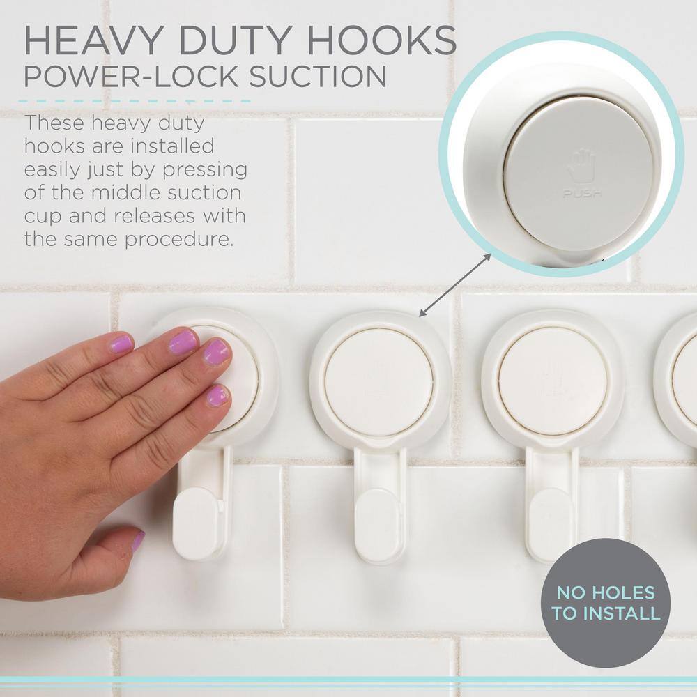 Bath Bliss 4 Pack Gel-Suction Power Hooks 26751-WHT