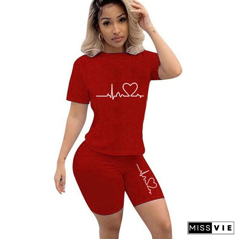 Summer Women Two Piece Set Sportswear T-Shirts And Shorts Ladies Casual O-Neck Pullover Short Sleeve T-Shirt Casual Tracksuit