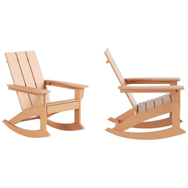 Polytrends Shoreside Modern EcoFriendly All Weather Poly Adirondack Rocking Chairs (Set of 2)