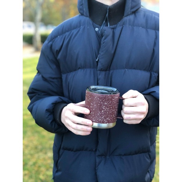 Fifty fifty 15oz Stainless Steel With Pp Lid Speckle Mug Brick Red white