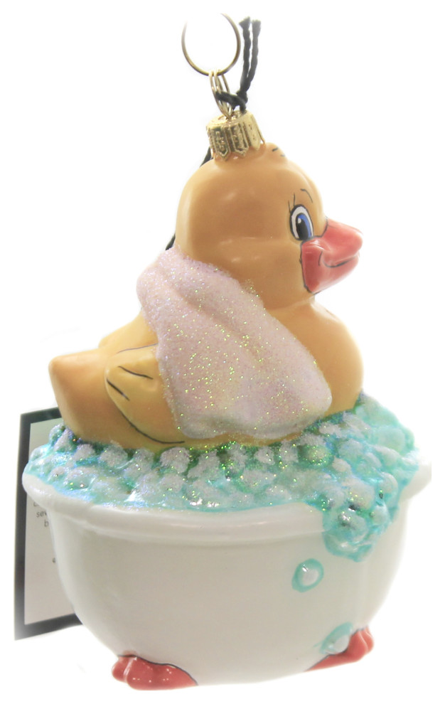 Joy To The World BABYS FIRST RUBBER DUCKY PINK Orn Bath Time Bubbles Zkp4309pk   Christmas Ornaments   by Story Book Kids Inc  Houzz