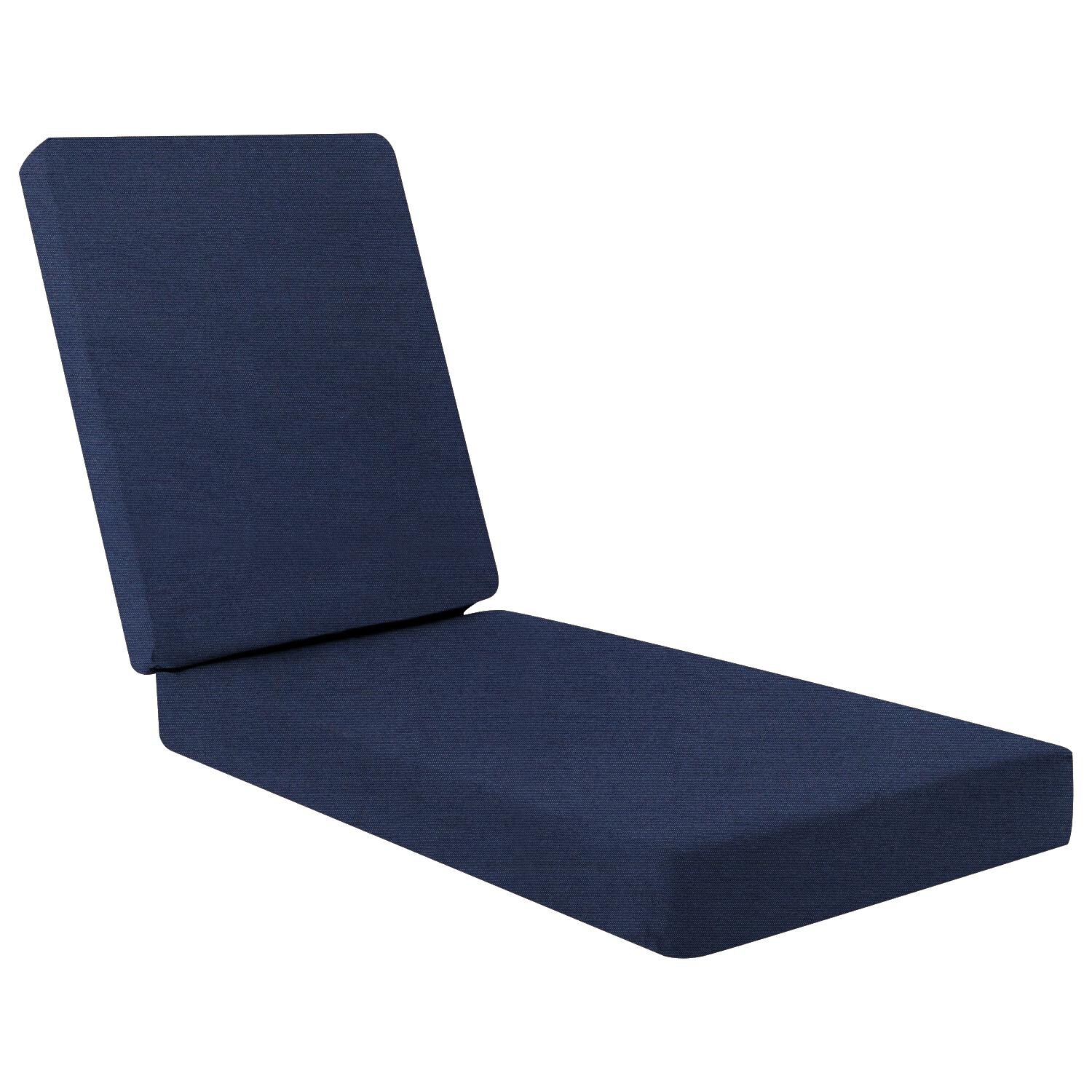 Sunbrella Canvas Navy Long Outdoor Replacement Chaise Lounge Cushion W/ Knife Edge By Signature