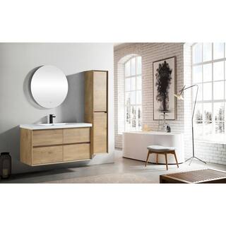 MORENO BATH Kingdee 47 in. W x 19.6 in. D x 23.6 in. H Bath Vanity in White Oak with White Acrylic Top SLIM-48WO