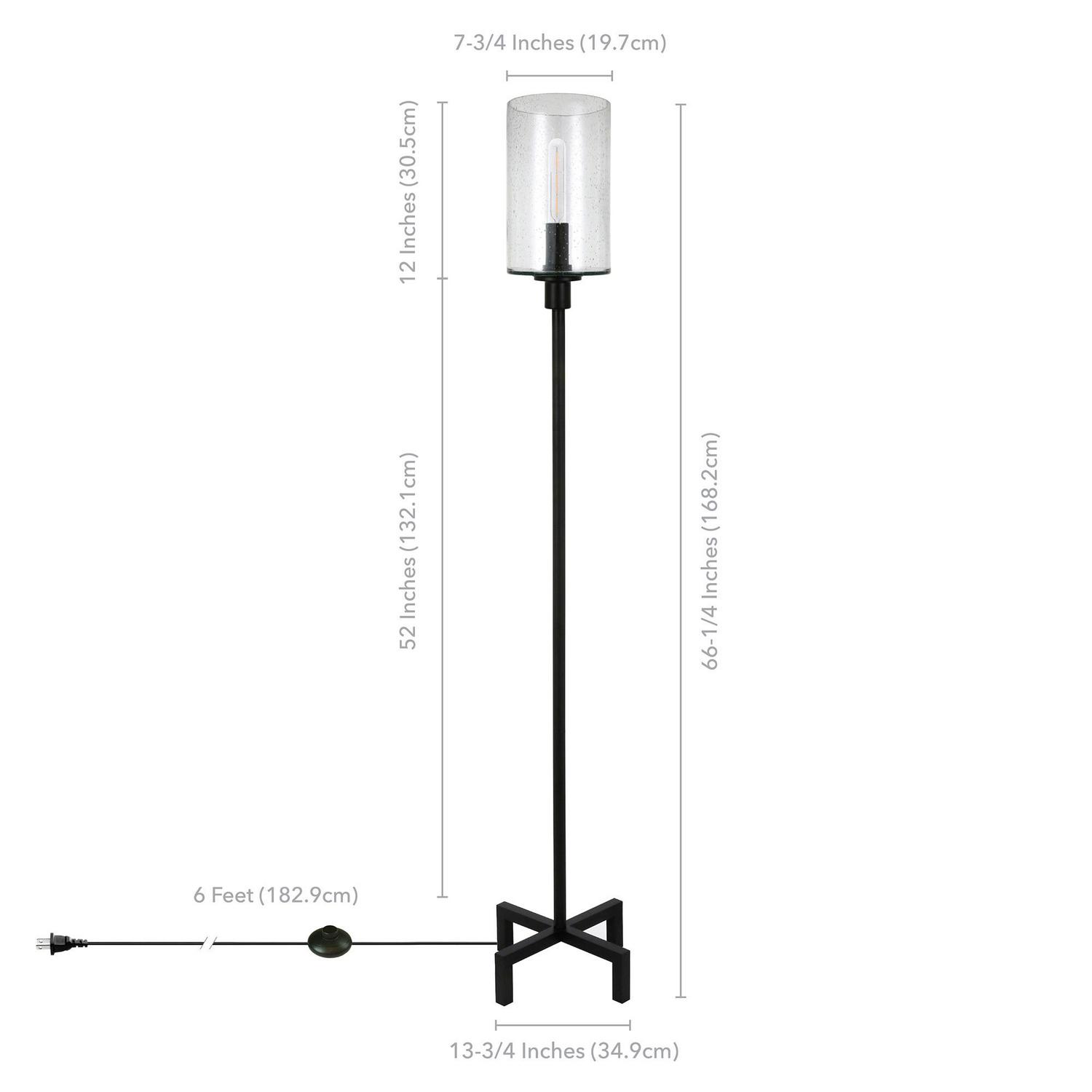 EvelynandZoe Industrial Metal Floor Lamp with Seeded Glass Shade