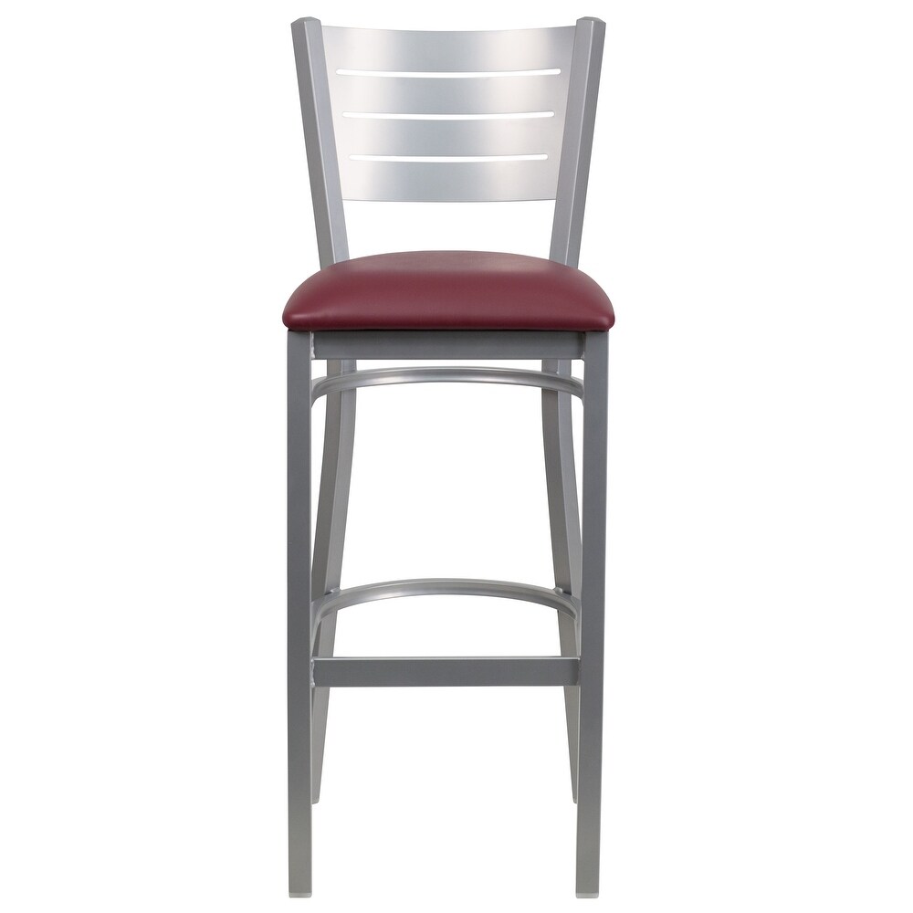 2 Pack Slat Back Metal Restaurant Barstool   16.5\