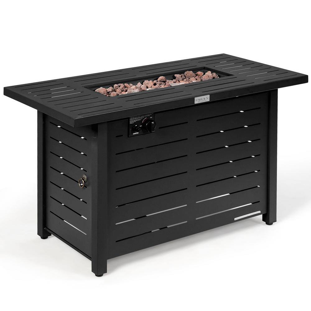 Costway 42 in. x 25 in. Rectangular Metal Propane Gas Fire Pit 60000 Btu Heater Outdoor Table with Cover OP70370