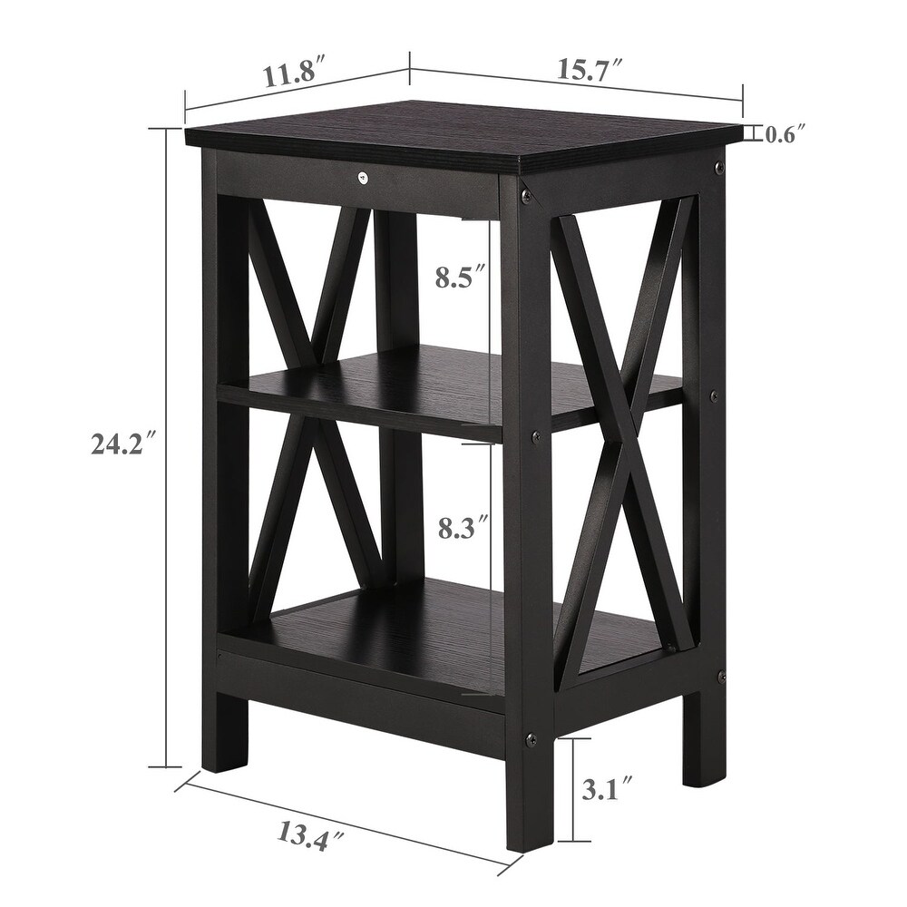 VECELO Modern Nightstand with 3 tier Storage Shelves