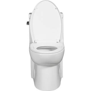 Xspracer 1-Piece 1.28 GPF High Efficiency Siphonic Single Flush Elongated Toilet in Glossy White Soft-Close Seat Included JH-T03-GW