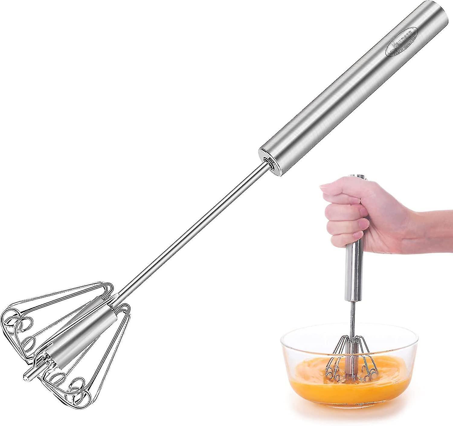 Egg Whisk， Stainless Steel Hand Push Whisk Blender For Home - Versatile Tool For Egg Beater， Milk Fr