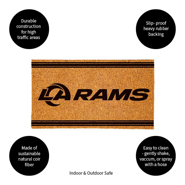 Evergreen Los Angeles Rams Logo Turf Mat Brown 28 X 16 Inches Indoor Outdoor Doormat