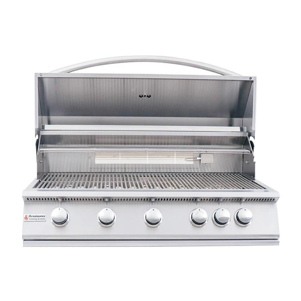 RCS Premier Series 40-Inch 5-Burner Built-In Propane Gas Grill With Rear Infrared Burner