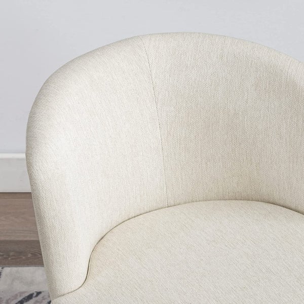 360-Degree Swivel Chair Armchair， Round Accent Barrel Chair in Wool Linen Fabric， Modern Leisure Arm Chair