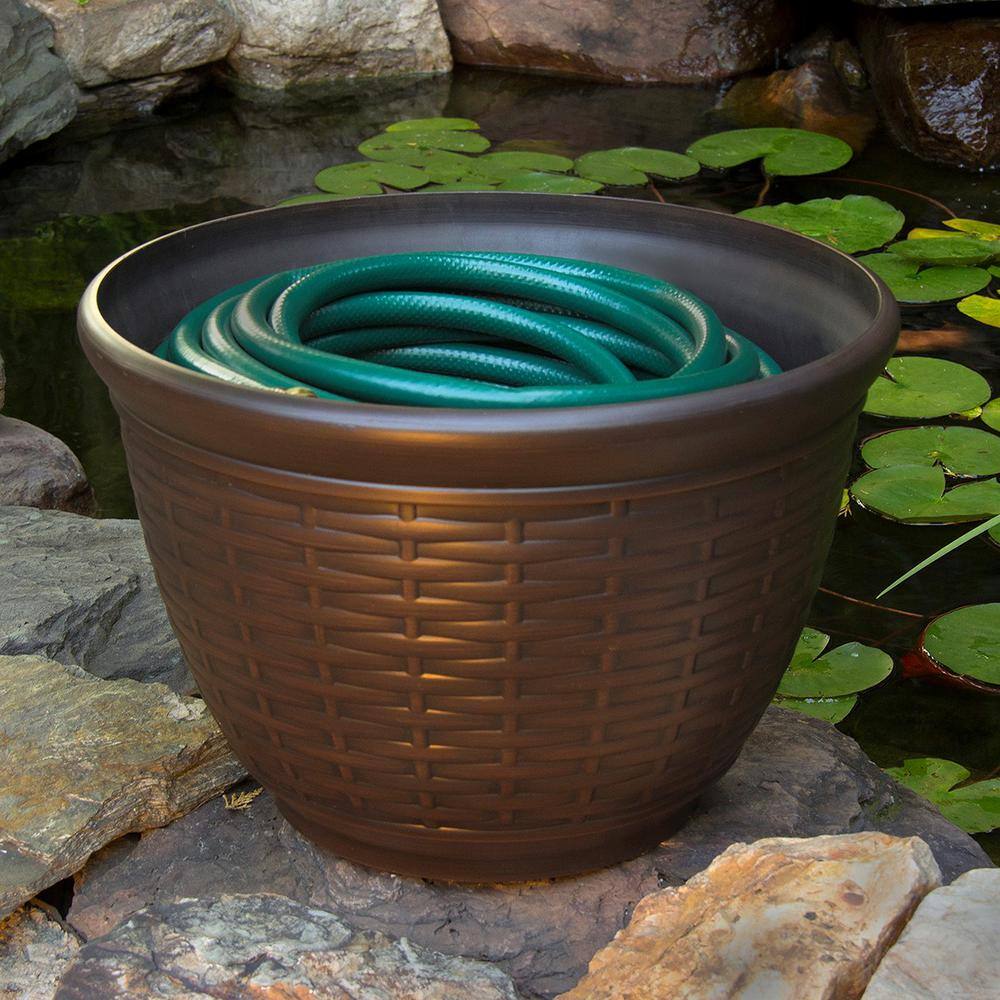 LIBERTY GARDEN 100 ft. High Density Resin Water Hose Storage Pot in Bronze LBG-1920