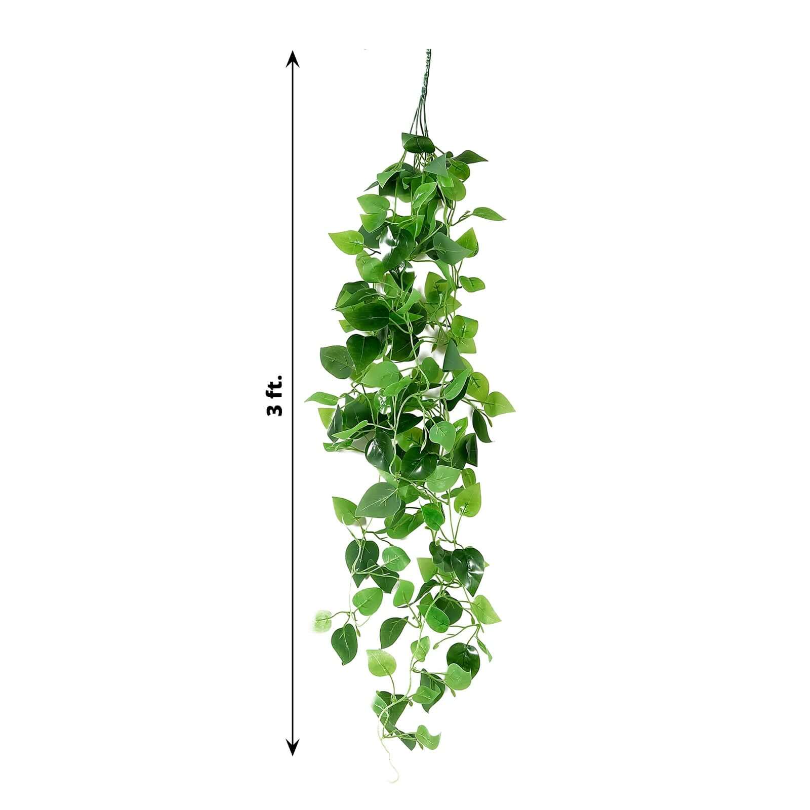 3 Pack Green Silk Pothos Artificial Hanging Plants, Fake Foliage Ivy Vine Garland Vines - 3ft