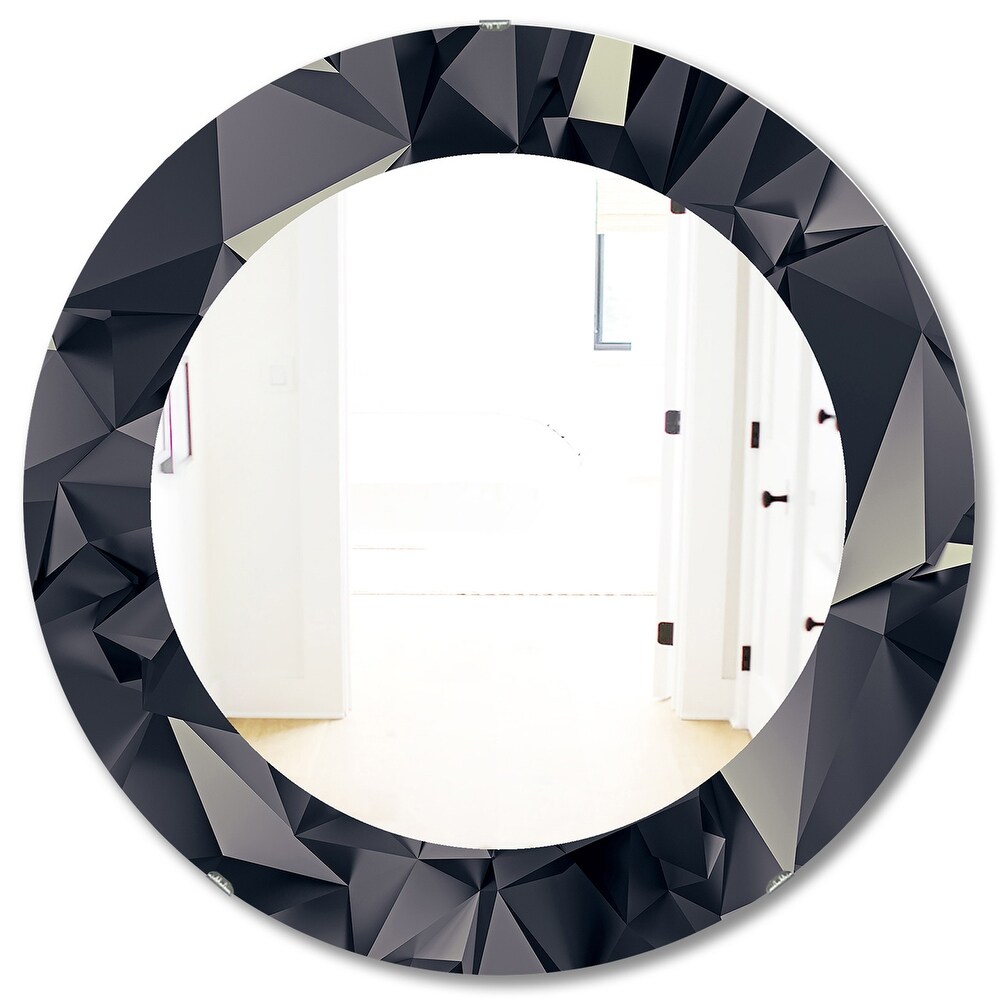 Designart 'Shades Of Black' Printed Modern Mirror   Oval or Round Wall Mirror   Black