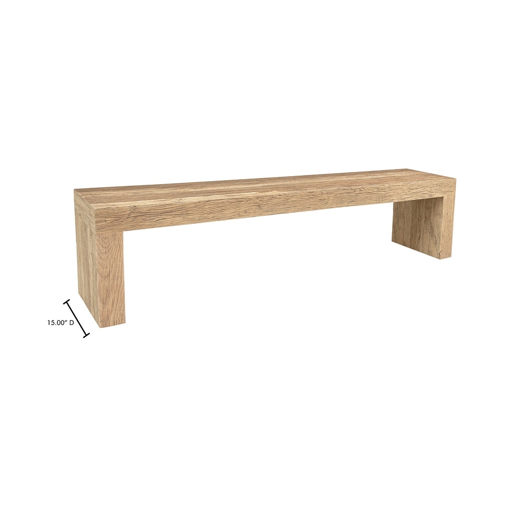 Aurelle Home Eliose Rustic Reclaimed Oak Rectangular Dining Bench