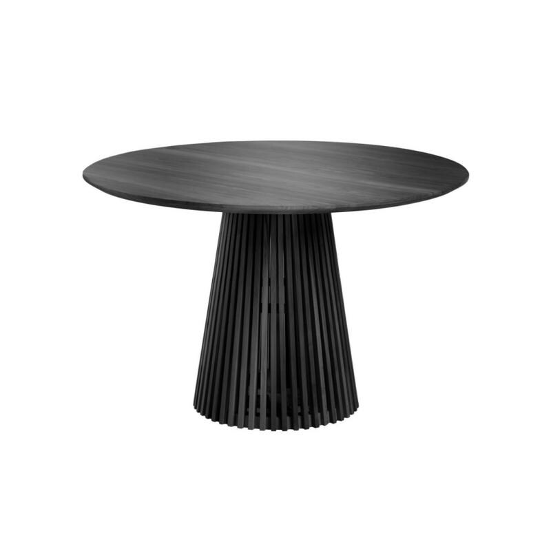 OROA Irune Round Black Teak Wood Pedestal Dining Table