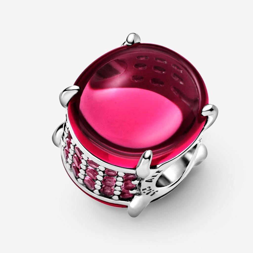 PANDORA  Fuchsia Rose Oval Cabochon Charm