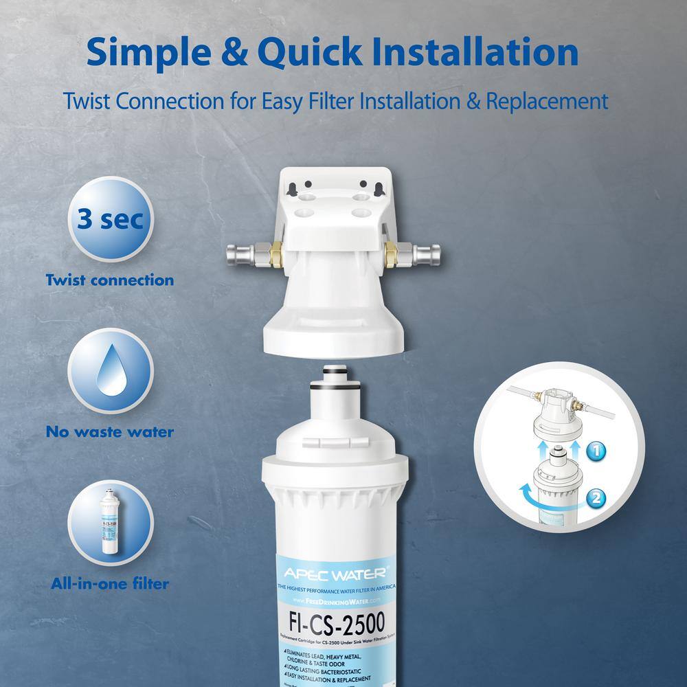 APEC Water Systems CS-Series Easy Install High Capacity Under-Counter Water Filtration System CS-2500