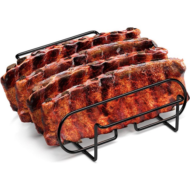 Sorbus Non stick Rib Rack For Grilling amp Barbecuing Black