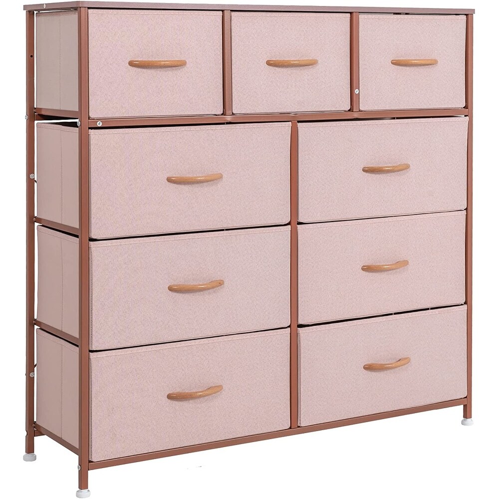 Wide Dresser Storage Tower with 9 Drawers