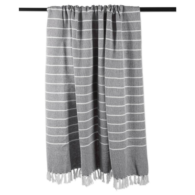 Thin Striped Throw Blanket Gray white Design Imports