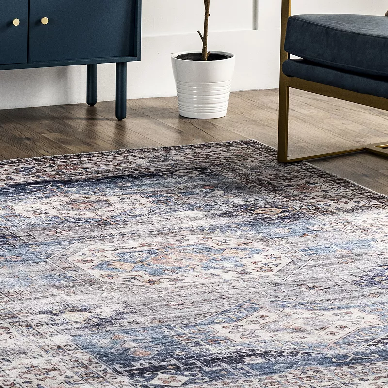 nuLOOM Drina Machine Washable Distressed Area Rug