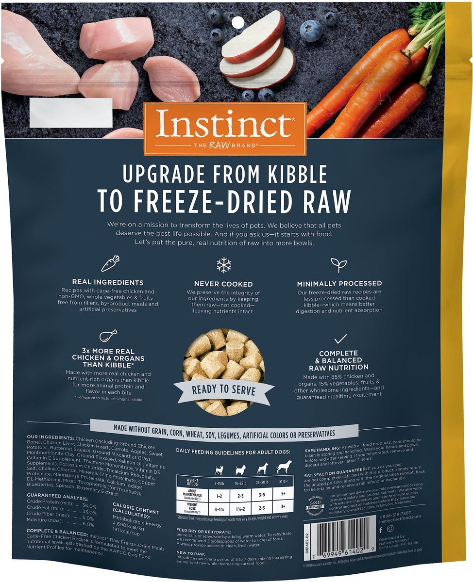 Instinct Freeze-Dried Raw Meals Cage-Free Chicken Recipe Grain-Free Dog Food