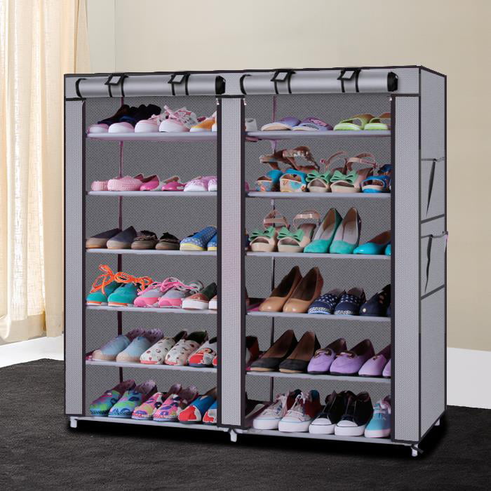 Ktaxon 6 Tiers 36-Pairs Portable Boot Rack Double Row Shoe Rack Covered Nonwoven Fabric Closet Shoe Storage Cabinet Organizer