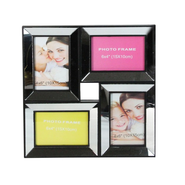 Black Trimmed Glass Encased Collage Photo Picture Frame Wall Decoration