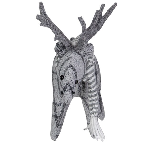 Checkered Moose with Striped Scarf Christmas Figure