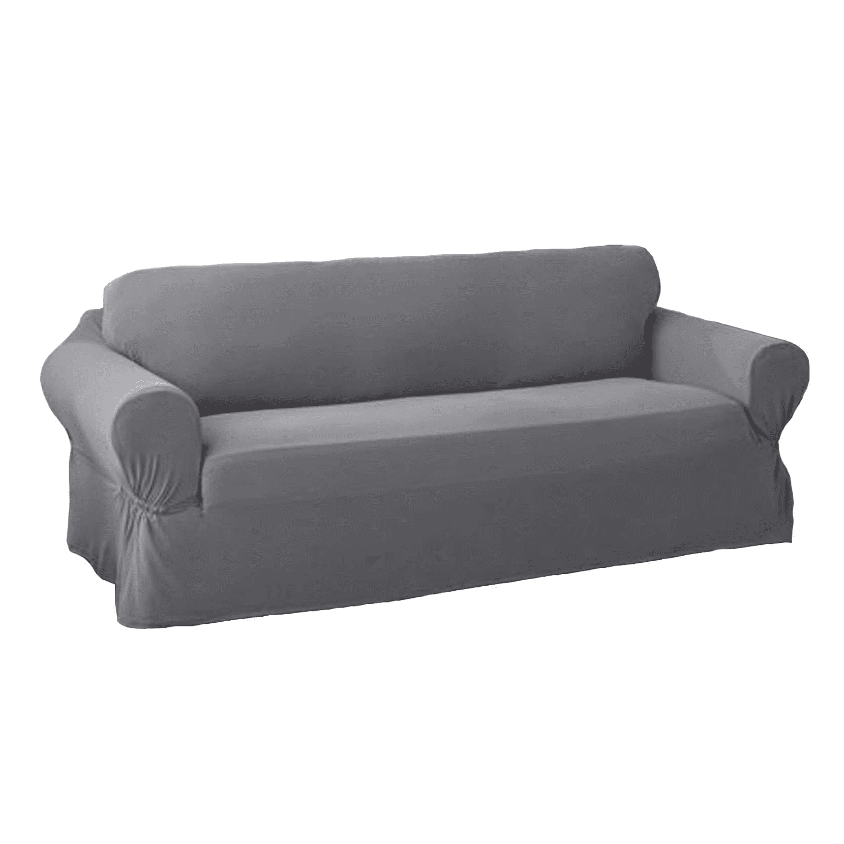 Mainstays Soft Touch Plush Stretch Fabric Sofa Slipcover， Grey， 1-Piece